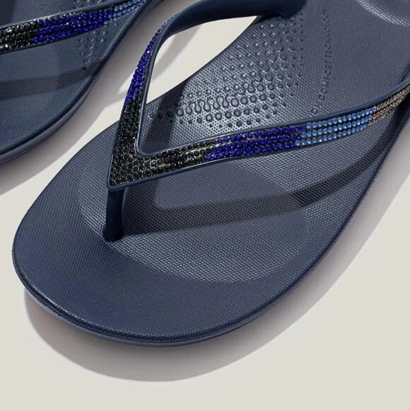 FitFlop Womens Size 5 Flip Flops Navy Ombre IQushion Ergonomic Arch Support - Picture 4 of 8